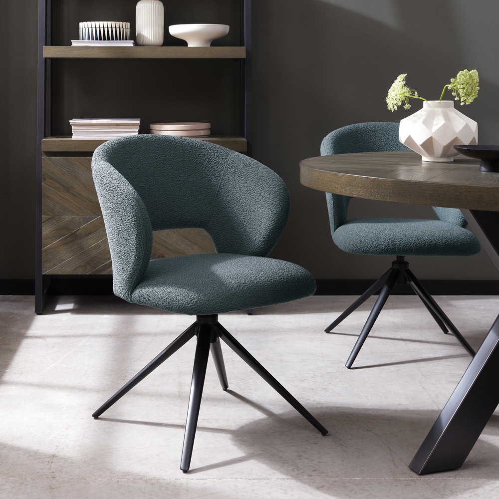 Bentley Designs Stella Blue Boucle Fabric Swivel Chair Image 5
