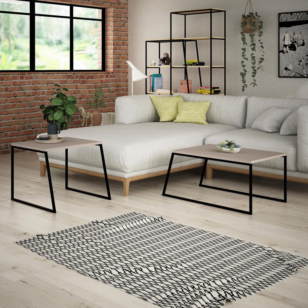 FWStyle Pal Mocha Grey Nesting Coffee Tables Set of 2 Image 4