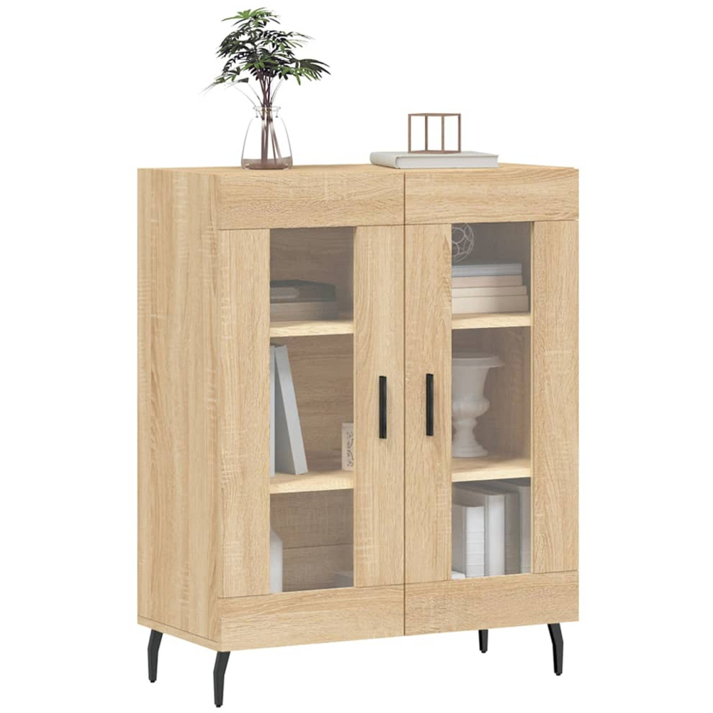 vidaXL 2 Glass Door Sonoma Oak Small Sideboard Image 3