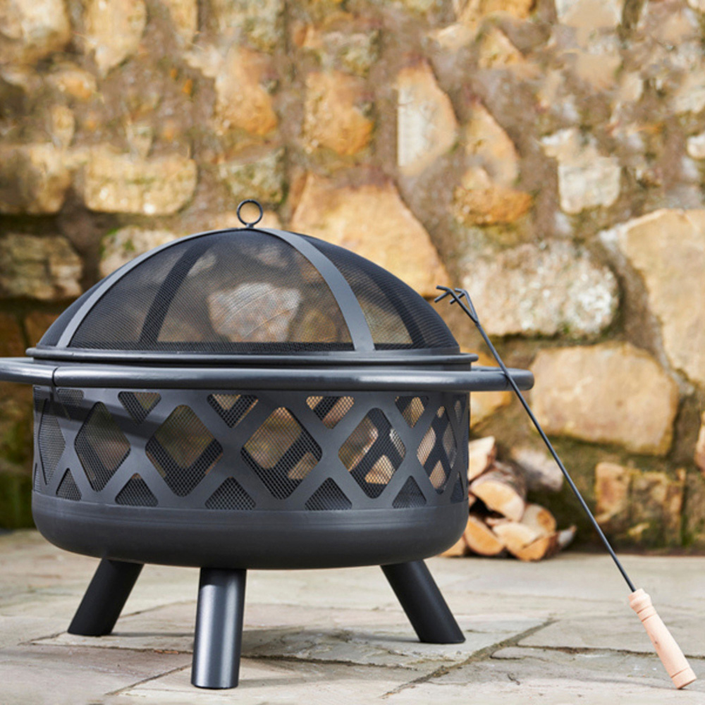Teamson Home Round Steel Wood Burning Outdoor Fire Pit Image 6