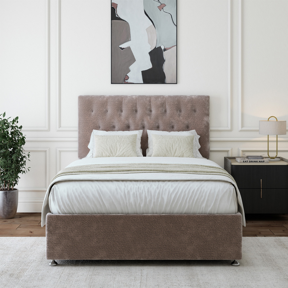 Bedmaster Double Silver Chenille Divan Base with Lona Headboard Image 2