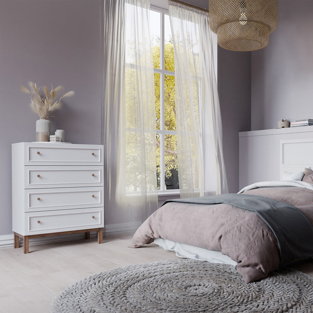 Florence Wensley 4 Drawer Light Grey and Oak Chest of Drawers Image 6