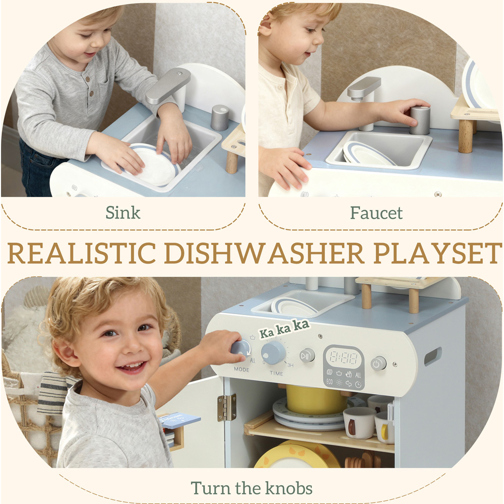 Tommy Toys AIYAPLAY Kids 32 Piece Kitchen Playset with Dishwasher Sink Image 8