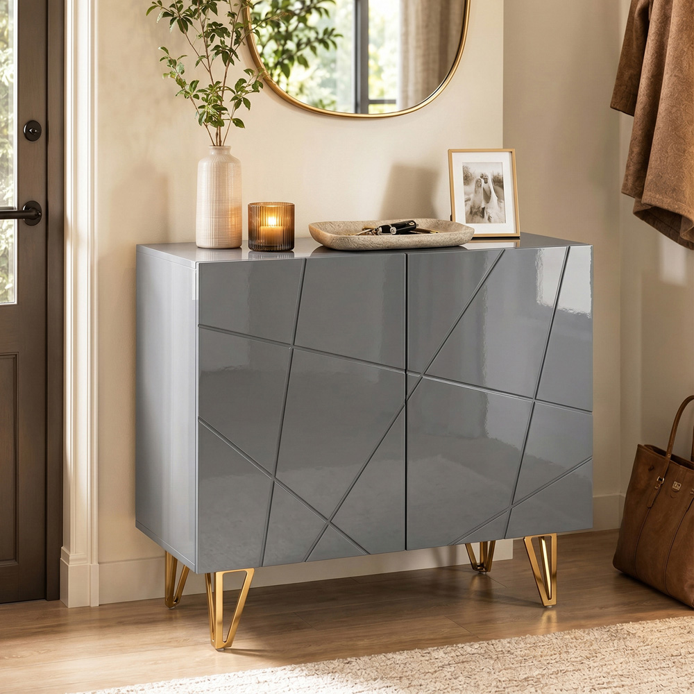 HOMCOM 2 Door Grey Sideboard Image 4