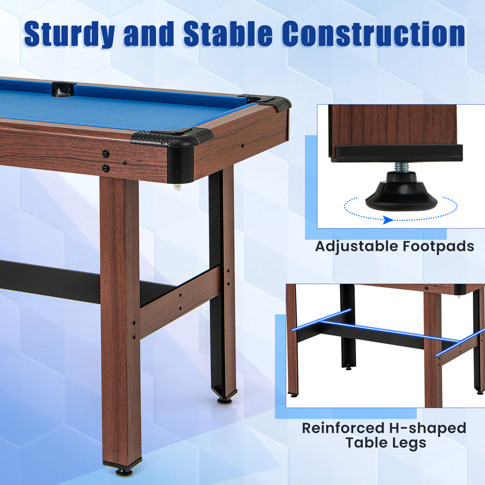 Costway Blue Wooden Pool Table Image 6