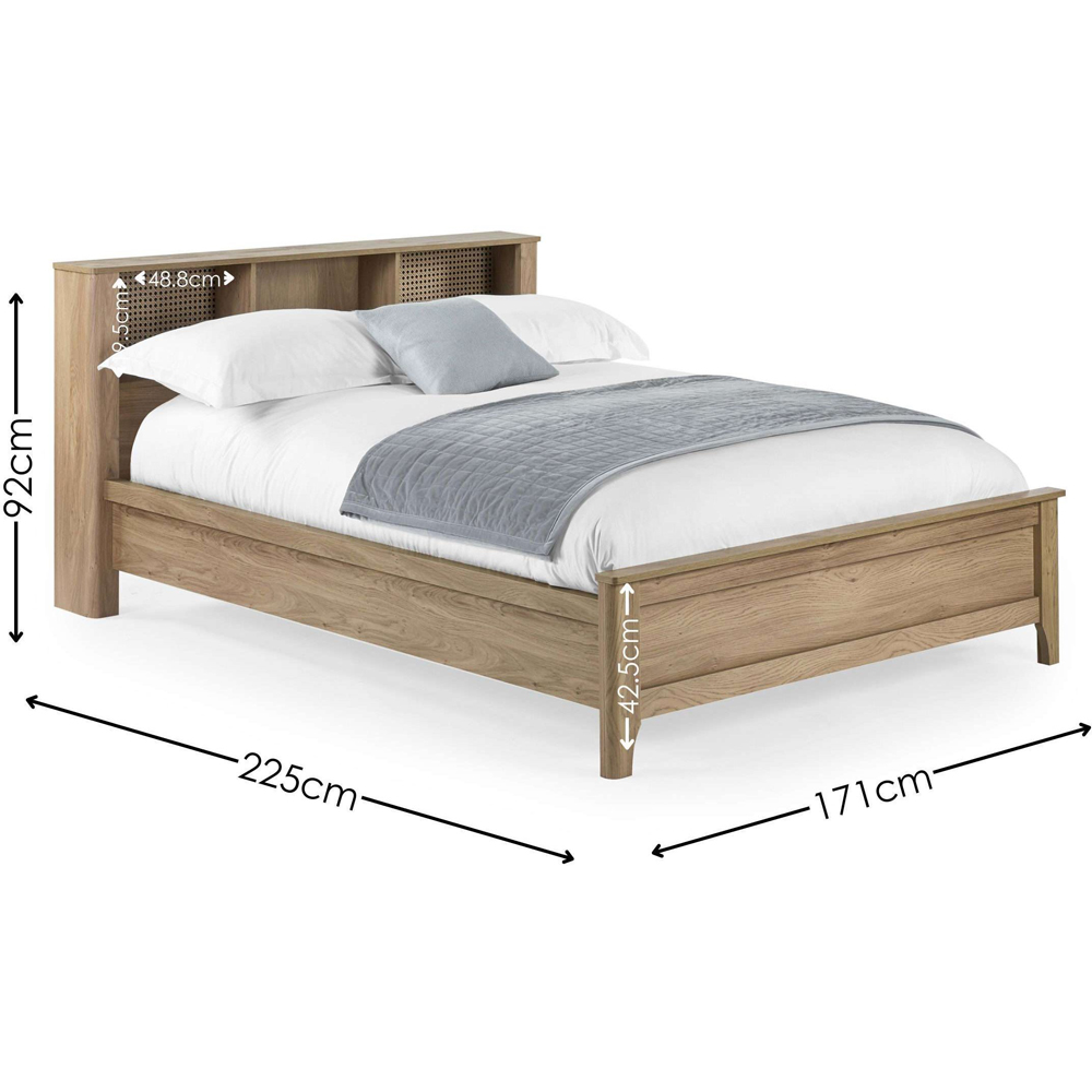 Julian Bowen Sydney King Size Oak Effect Rattan Print Bookcase Bed Frame Image 9