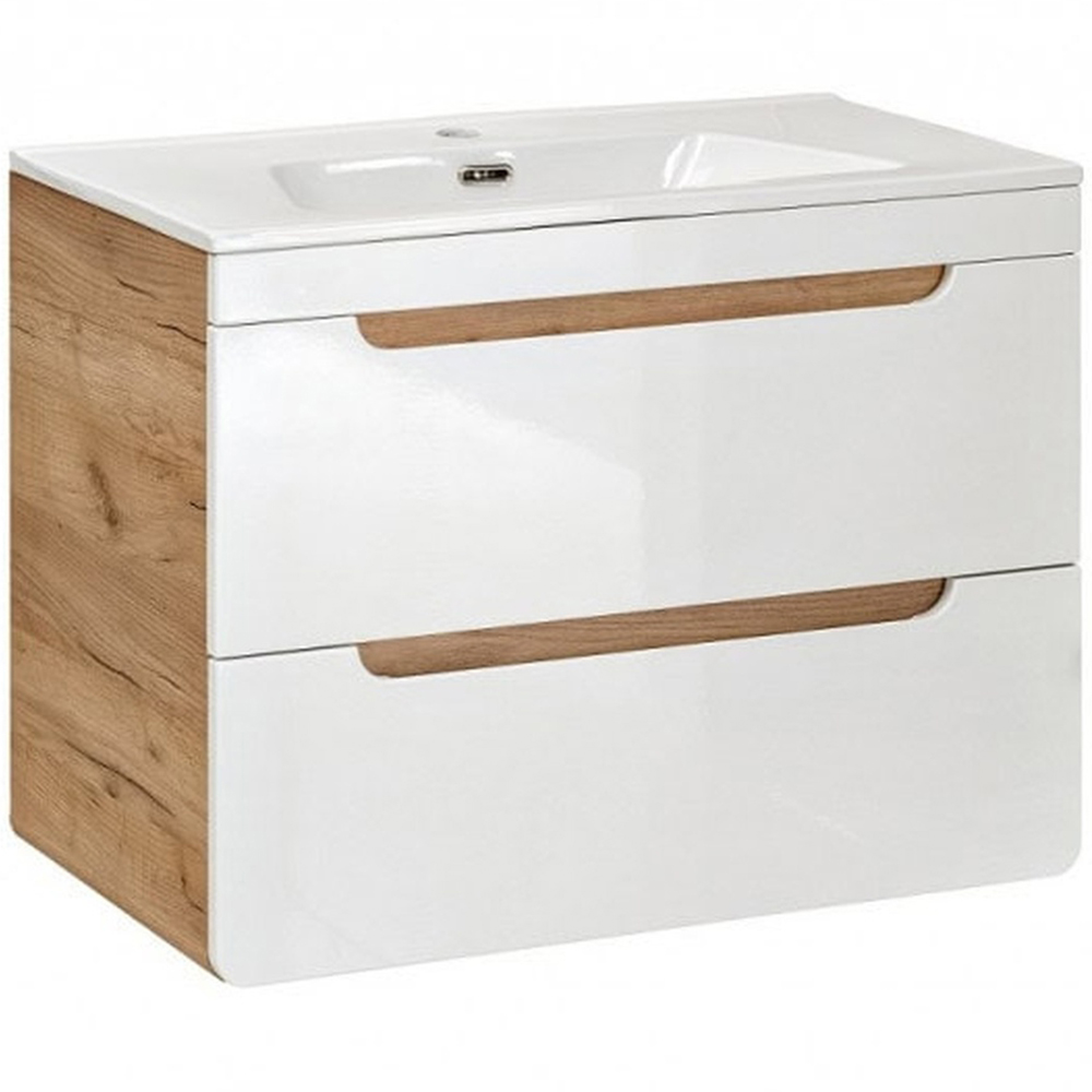 Impact Furniture Aruba White Gloss Oak Wall Hung Bathroom Furniture Set Image 2