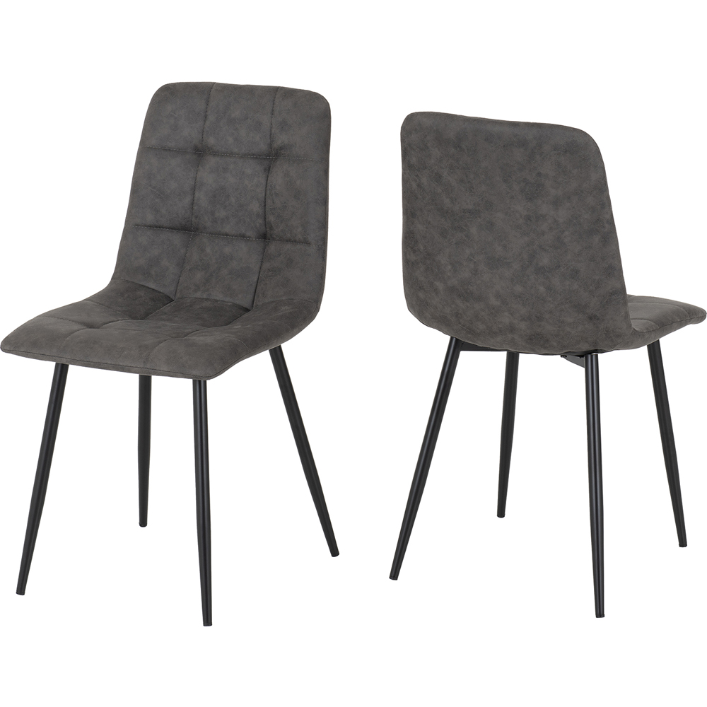Seconique Fenton Set of 2 Dark Grey Suede Fabric Dining Chair Image 2