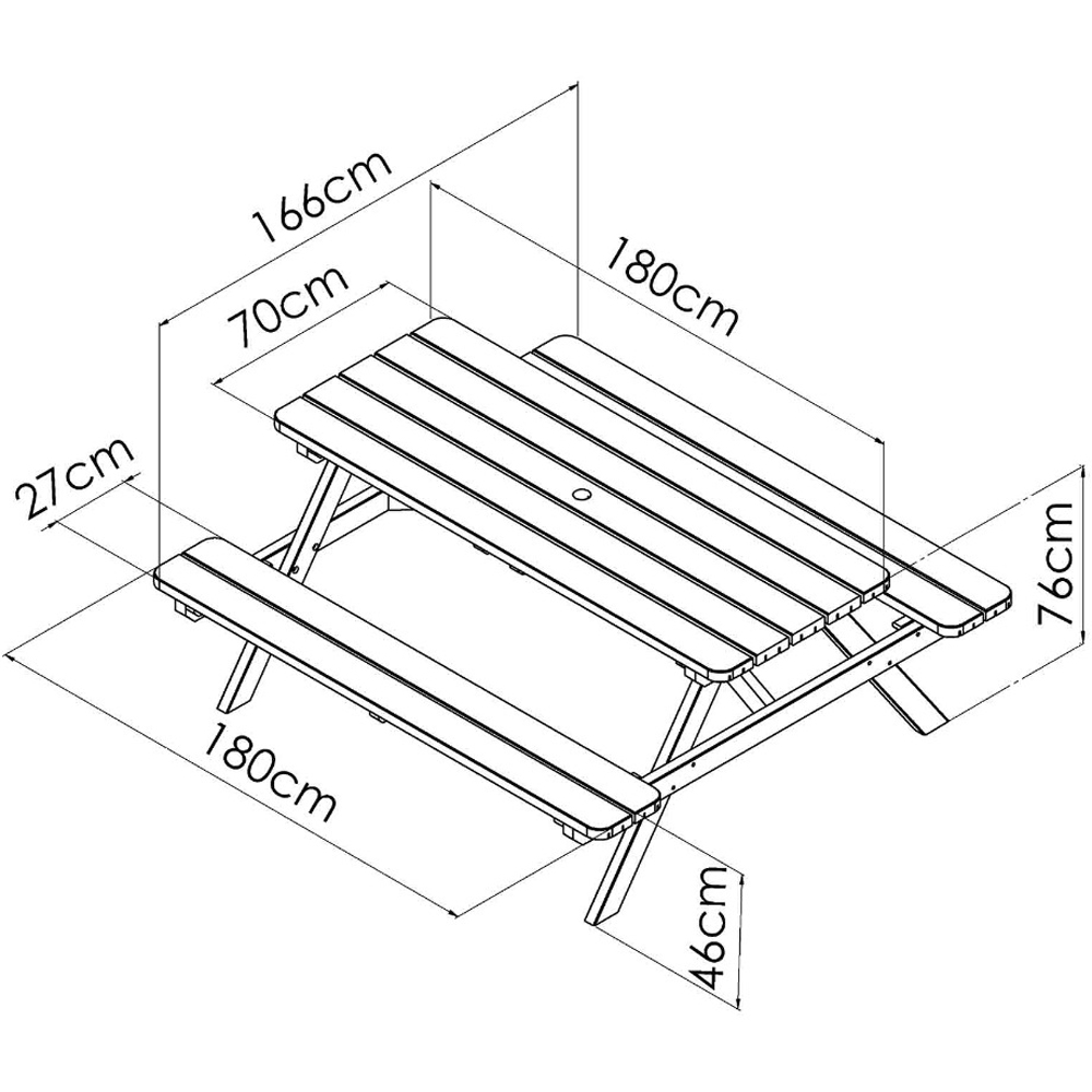 Cerland Romane 6 Seater Wooden Picnic Table with 2 Foldable Benches Image 6