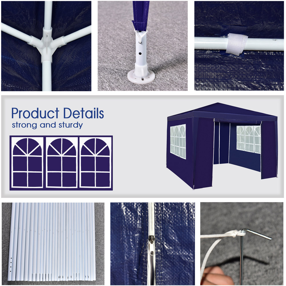 Blue 3 x 3m Event Gazebo with Removable Sides Image 4