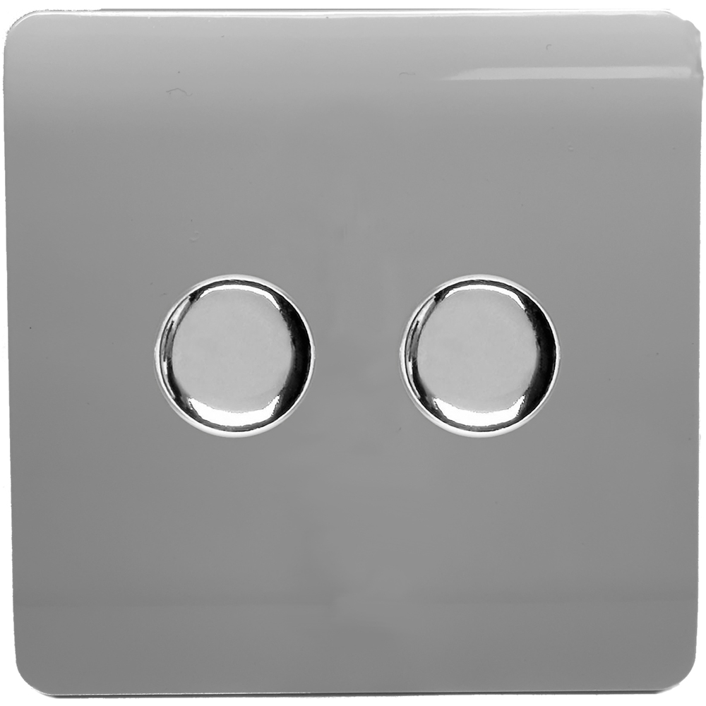Trendi Switch 2 Gang 10amp Light Grey Rotary LED Dimmer Light Switch Image 1