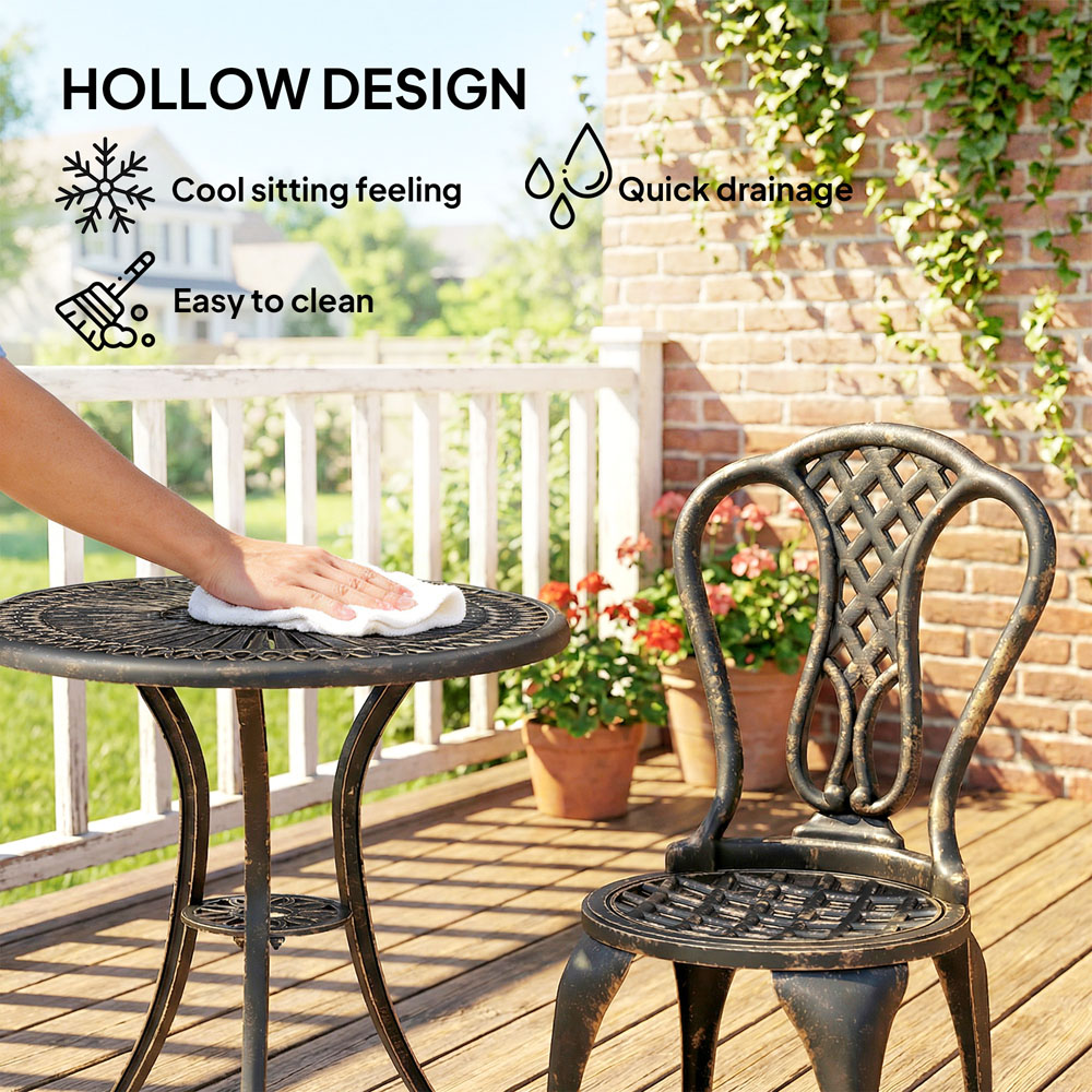 Outsunny 2 Seater Aluminium Brown Garden Bistro Set Image 5