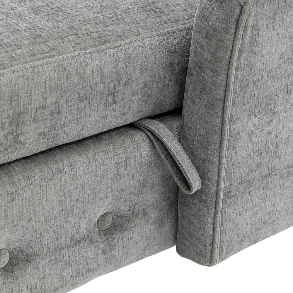 Living and Home Grey Left Hand Chenille Chaise Lounge with Storage Image 5