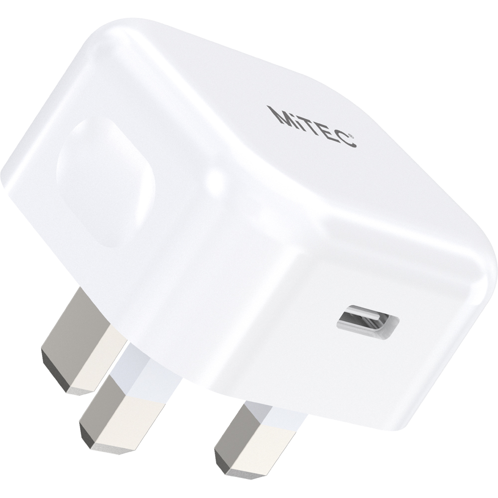 MiTEC MiPOWER White USB-C PD Mains Wall Charger 20W Image 1