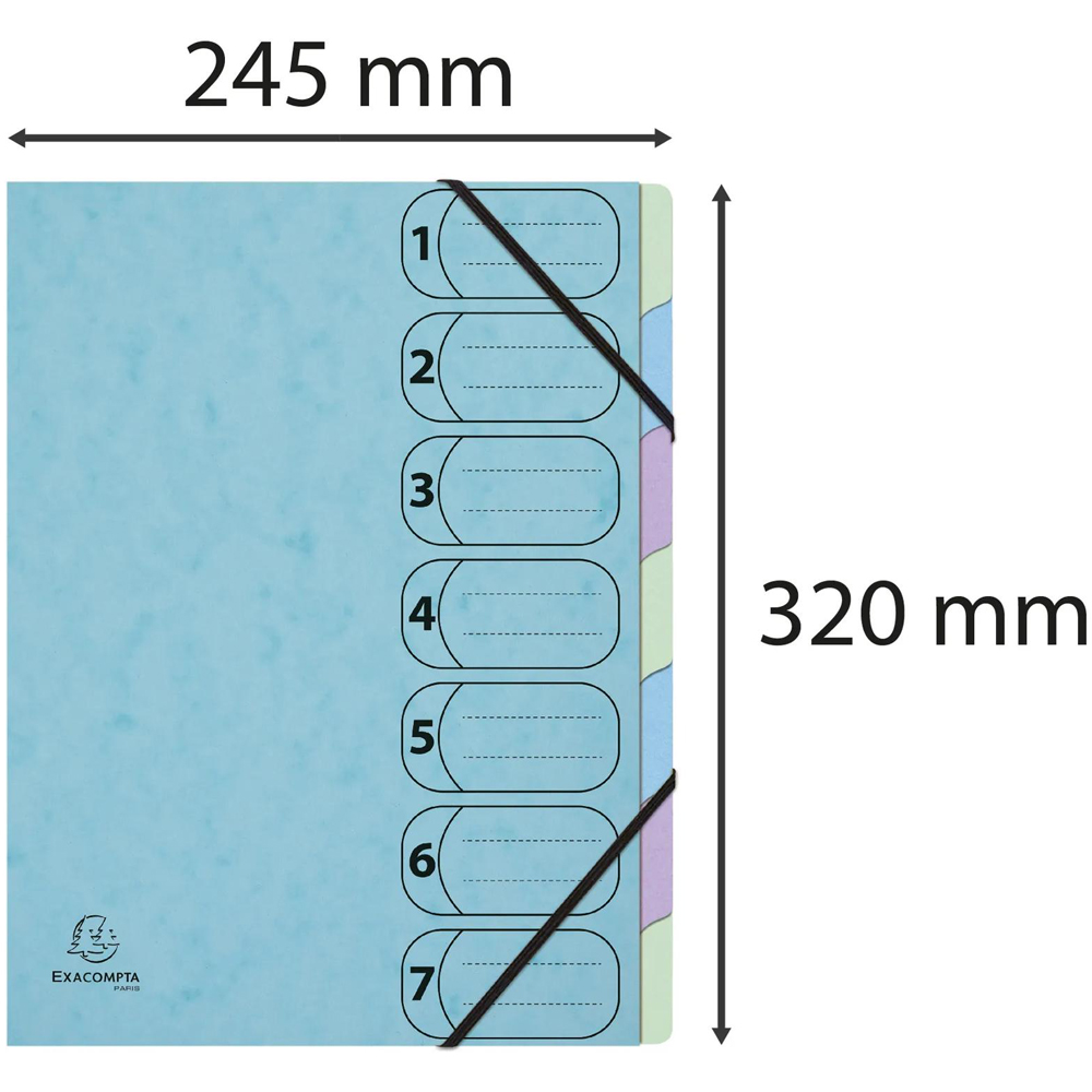 Exacompta Aquarel Harmonika 7 Section Assorted colours A4 Multi Part File 8 Pack Image 9