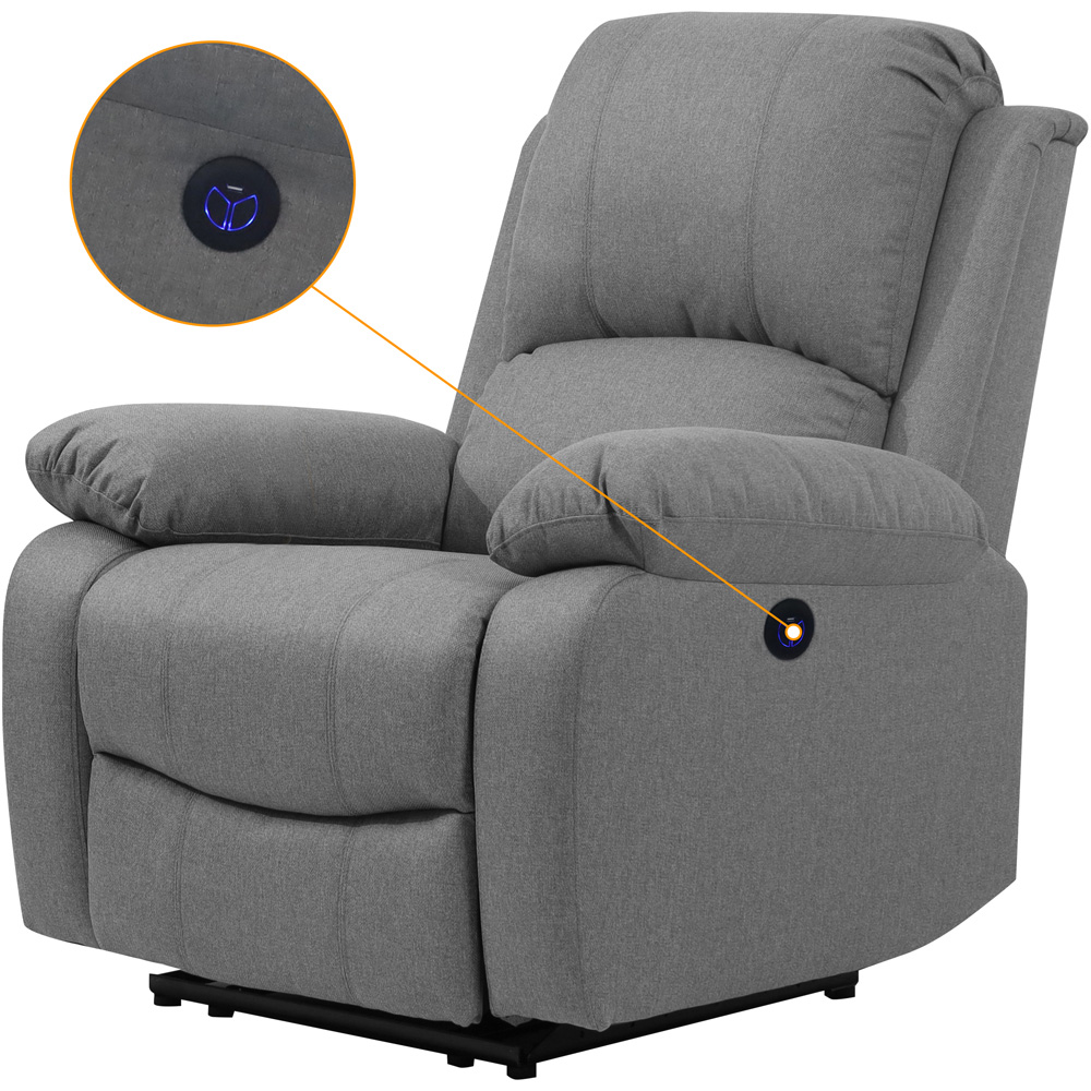 Comfy Living 6 Seater Light Grey Linen Electric Recliner Sofa Set Image 3