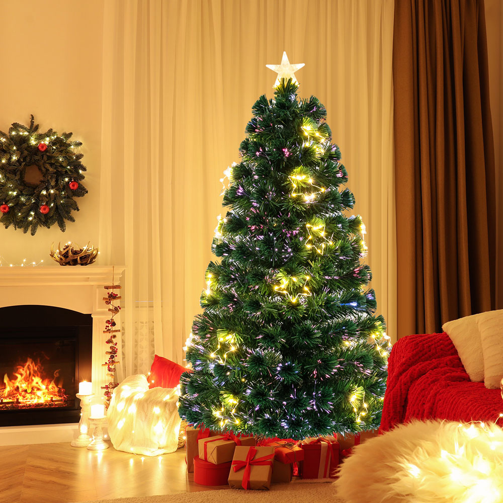 Costway 18 String Light Fibre Optic Pre-Lit Artificial Christmas Tree 5ft Image 2