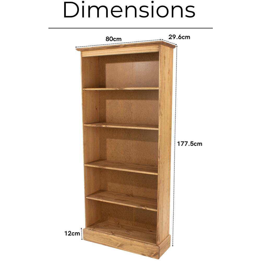 Core Products Corona 5 Shelf Pine Wood Tall Bookcase Image 8