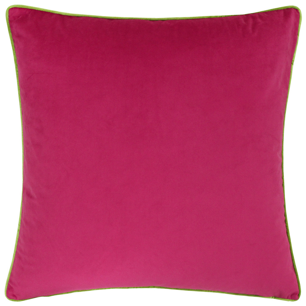 Paoletti Meridian Hot Pink Lime Velvet Cushion Image 1