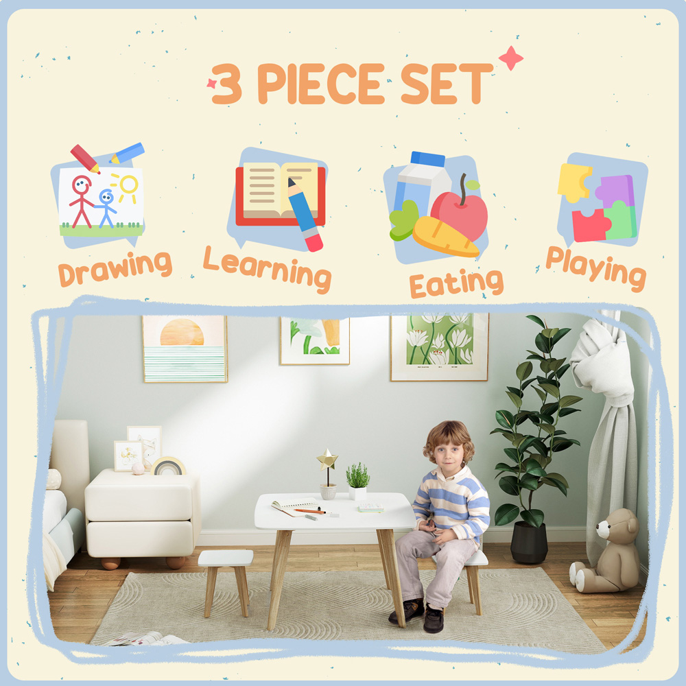 AIYAPLAY 2 Seater White Kids Table and Chair Set Image 8