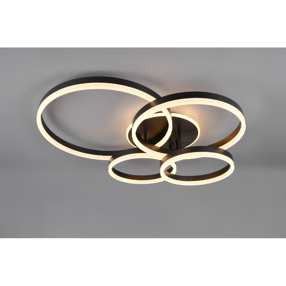 TRIO Drake Black Matt Integrated LED Ceiling Light Image 2
