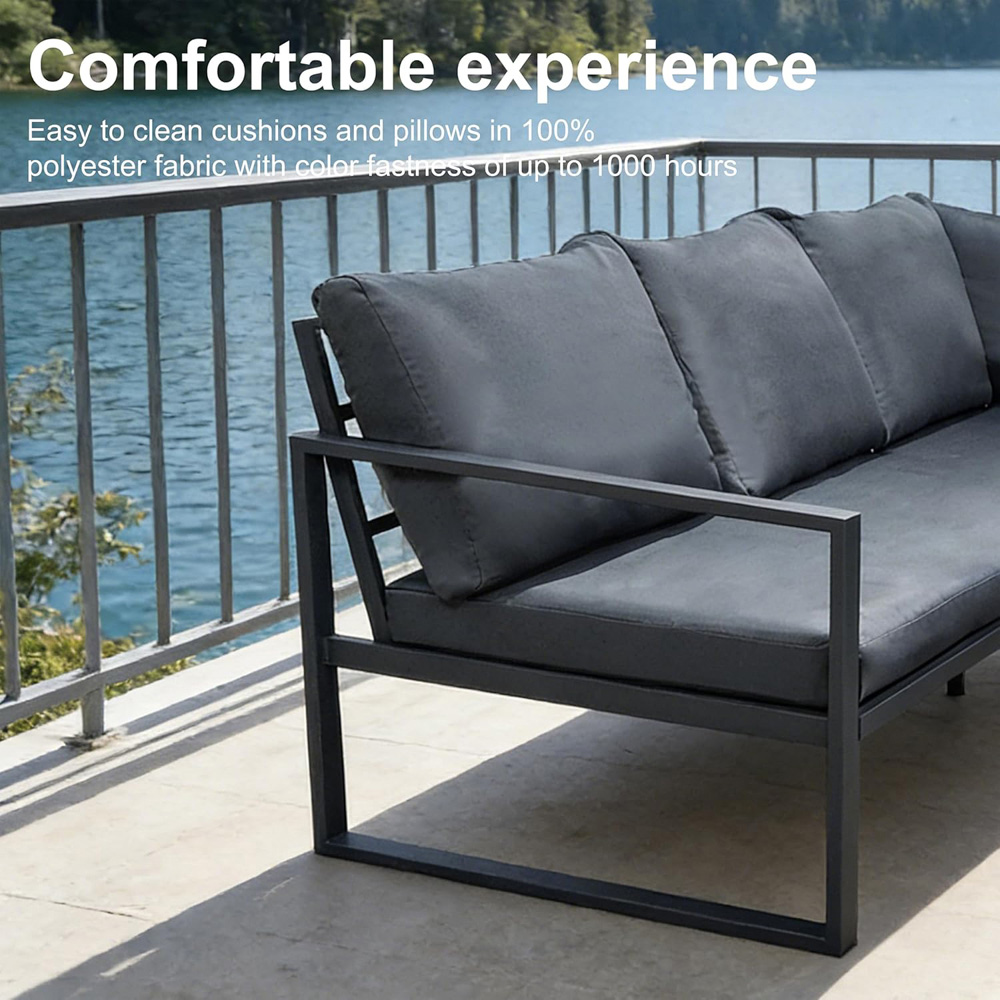 Alivio 8 Seater Grey L-Shaped Garden Sofa Set with Adjustable Table and Ottomans Image 5