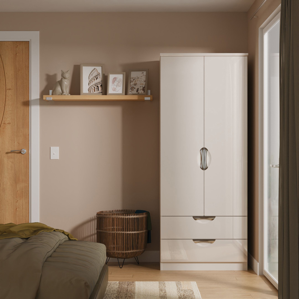 Crowndale Camden 2 Door 2 Drawer Kashmir Gloss Wardrobe Ready Assembled Image 8