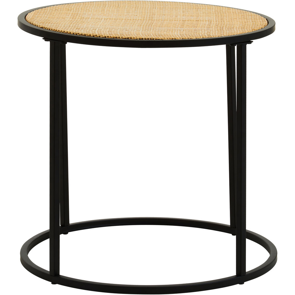 Premier Housewares Rattan Top Metal Frame Round Side Table Image 3