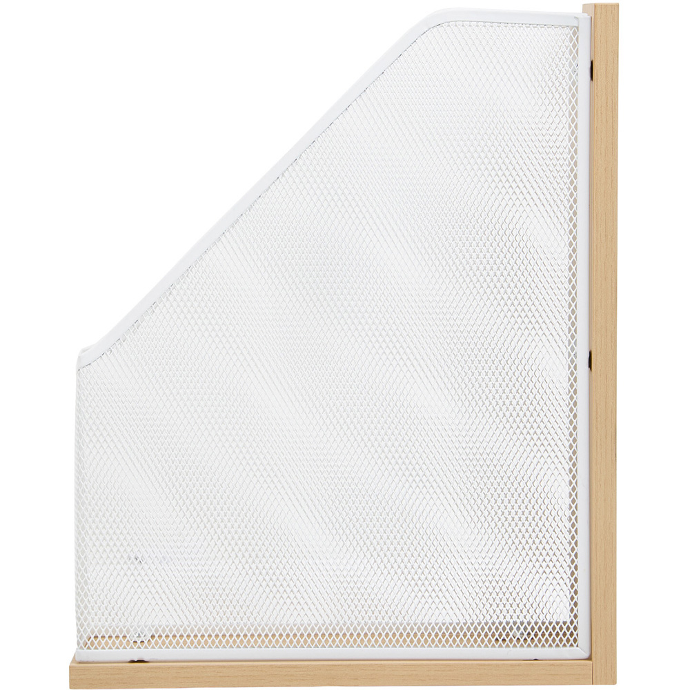 Wood Effect and White Mesh Magazine Holder Image 2