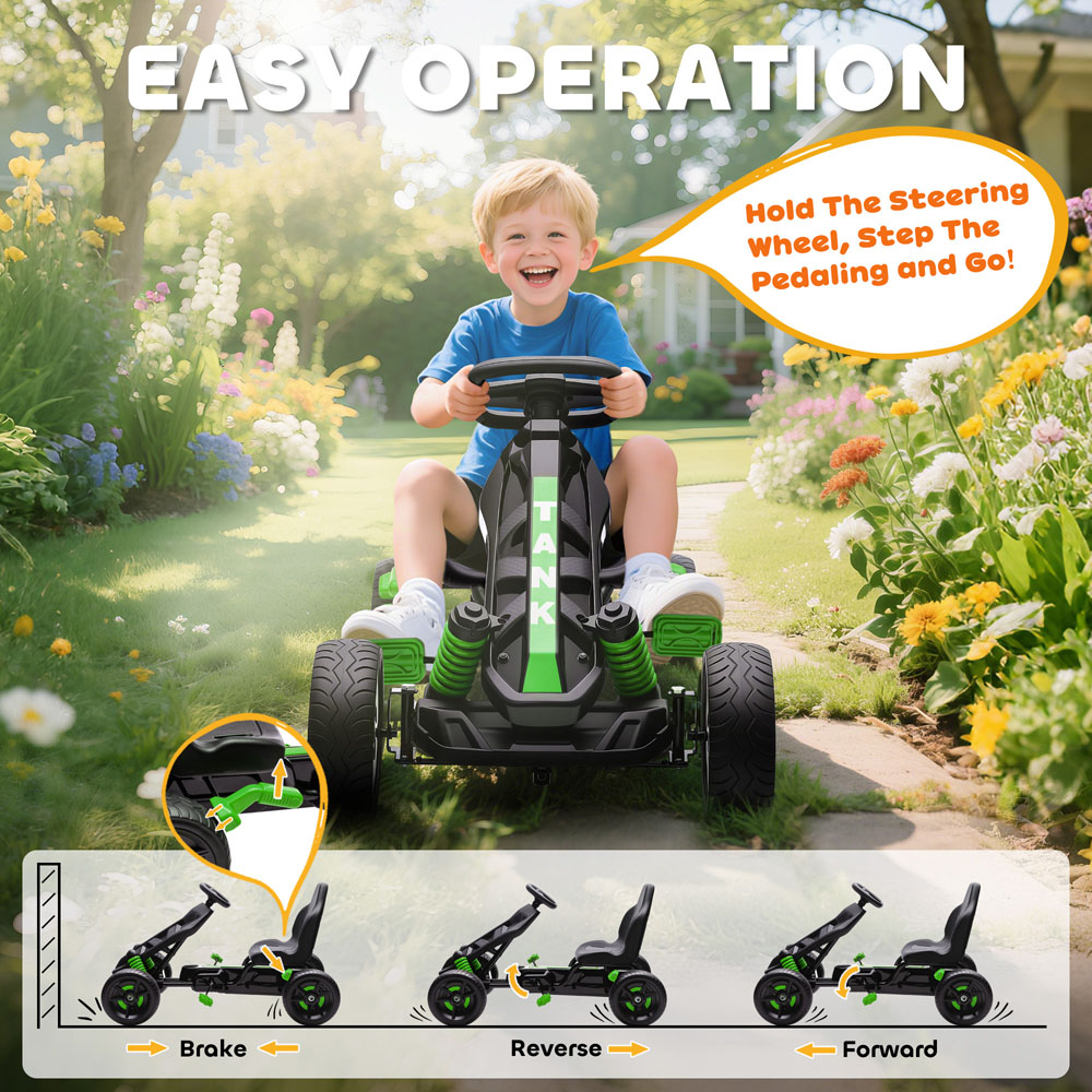 Tommy Toys Kids Pedal Go Kart with Automatic Clutch Green Image 5