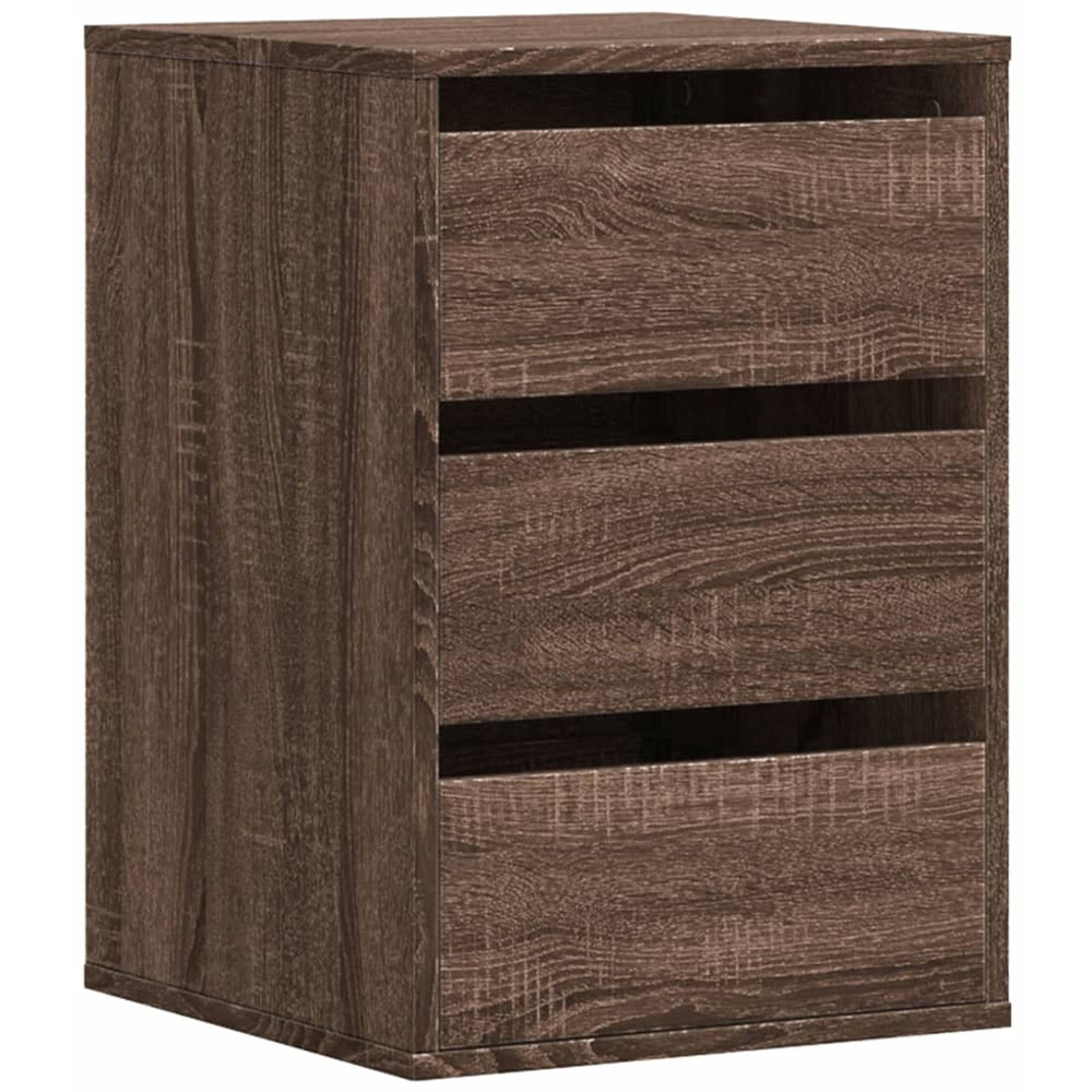 vidaXL 3 Drawer Brown Oak Wooden Chest of Drawers Image 2
