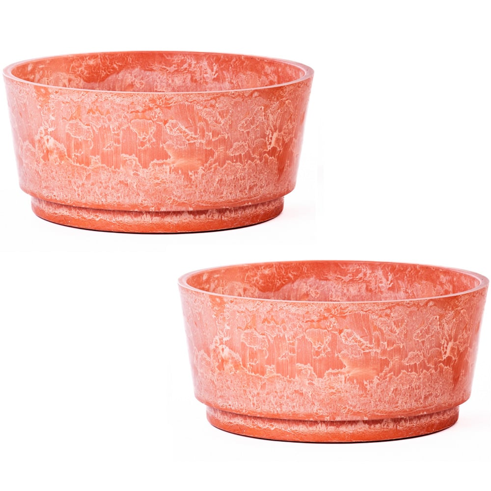 Garden Gear Caesar Terracotta Marble Effect Bowl Planter 35cm 2 Pack Image 1