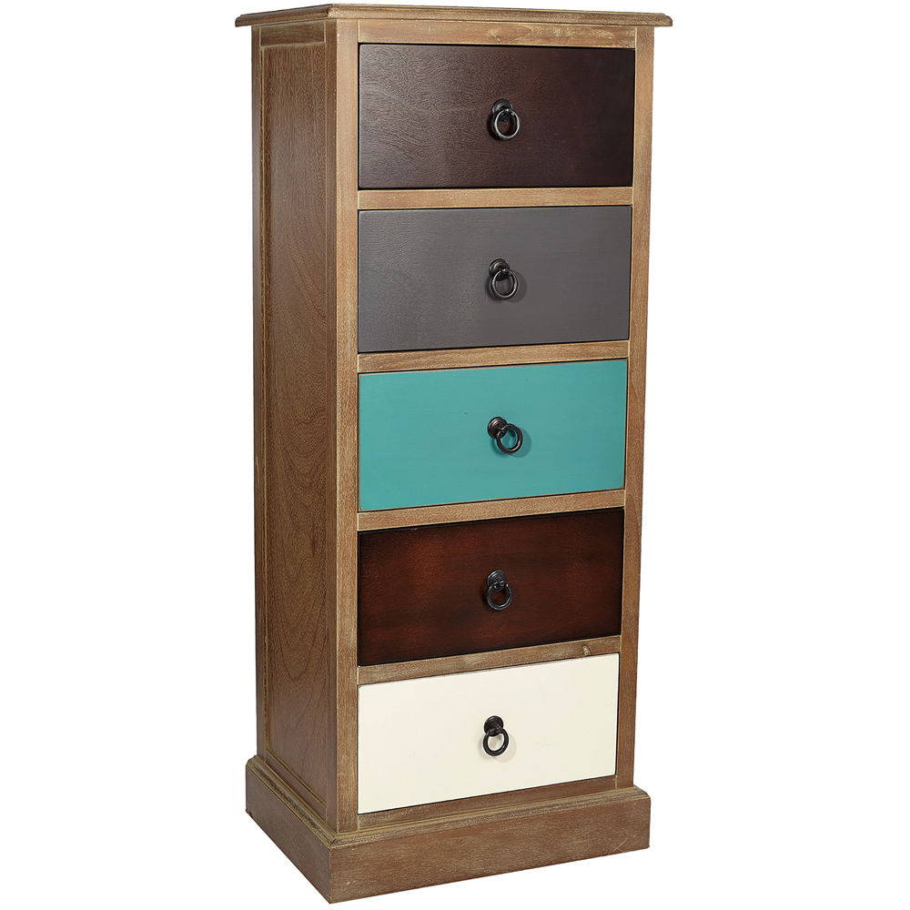 Pacific Lifestyle Loft 5 Drawer Multicolour Pine Wood Chest of Drawers Image 2
