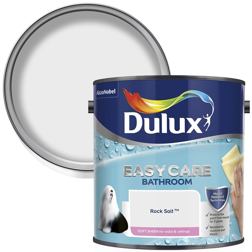 Dulux Easycare Bathroom Rock Salt Soft Sheen Emulsion Paint 2.5L Image 1