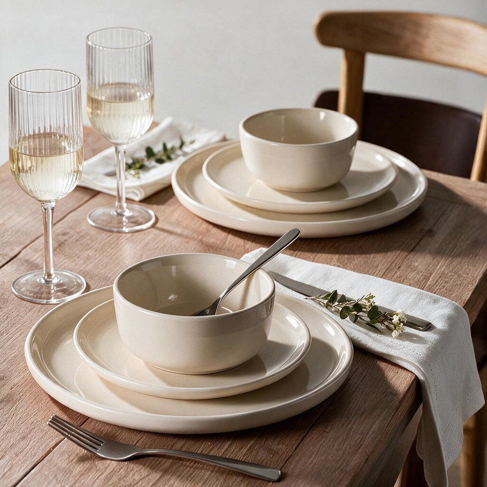 Waterside Cream Lipped 12 Piece Dinner Set Image 2