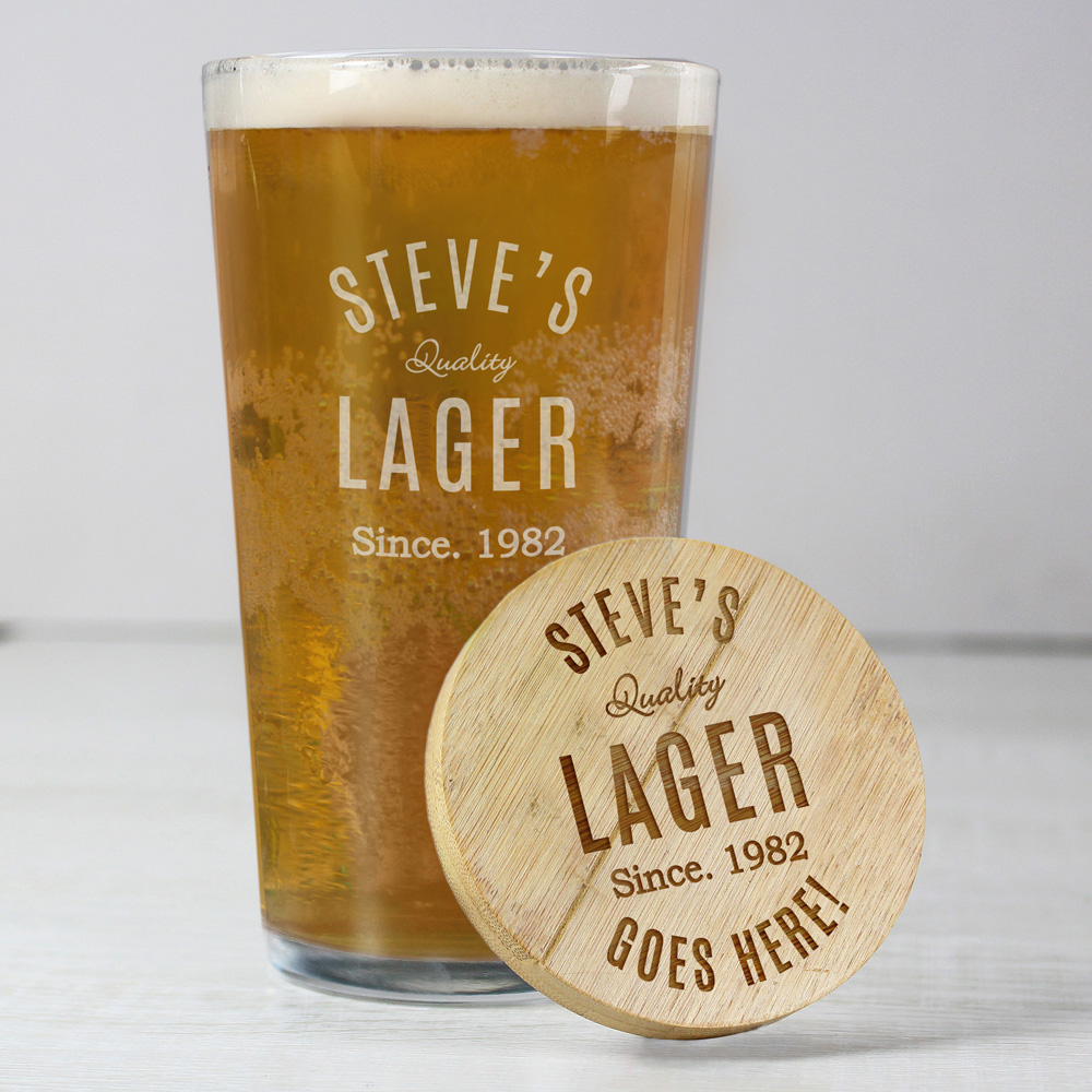 Personalised Memento Personalised Free Text Bamboo Bottle Opener Coaster and Pint Glass Image 3