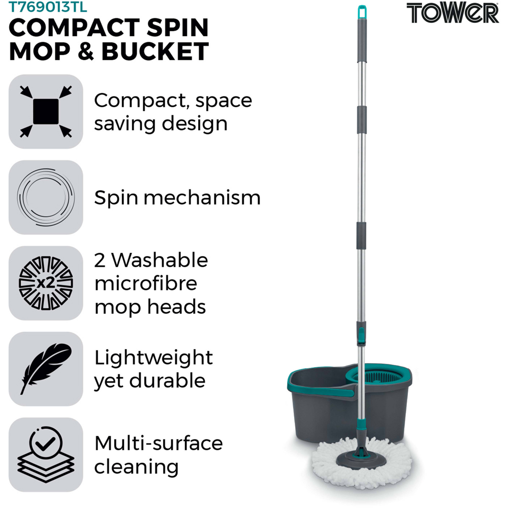Tower Compact Spin Mop and Bucket Set Image 4