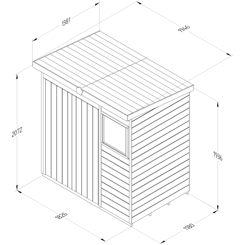 Forest Garden Timberdale 6 x 4ft Single Opening Pent Shed Image 9