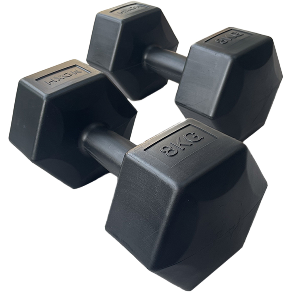 HXGN Black Hex Dumbbell 8kg 2 Pack Image 1