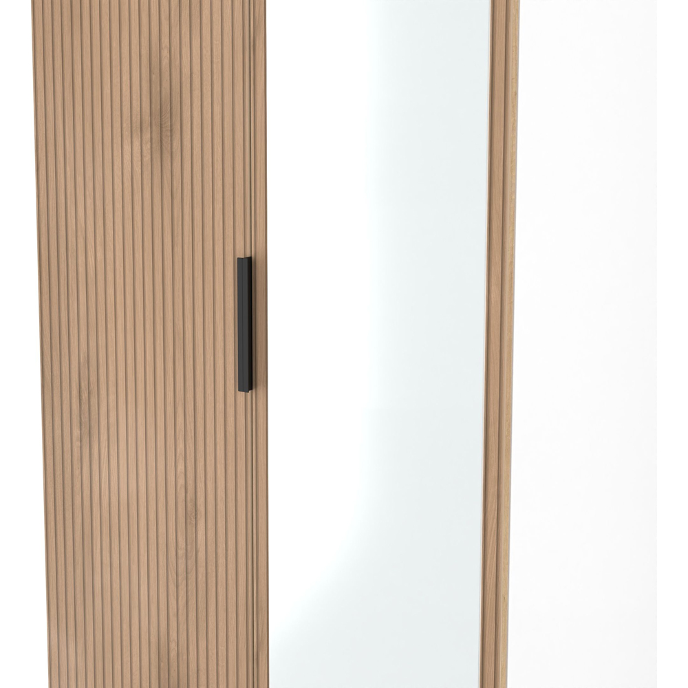 Crowndale Java 2 Door Slatt Effect and White Tall Mirrored Wardrobe Ready Assembled Image 5
