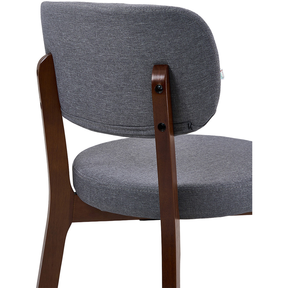 Living and Home Set of 2 Grey Linen-Effect Fabric Upholstered Rubberwood Dining Chairs Image 7