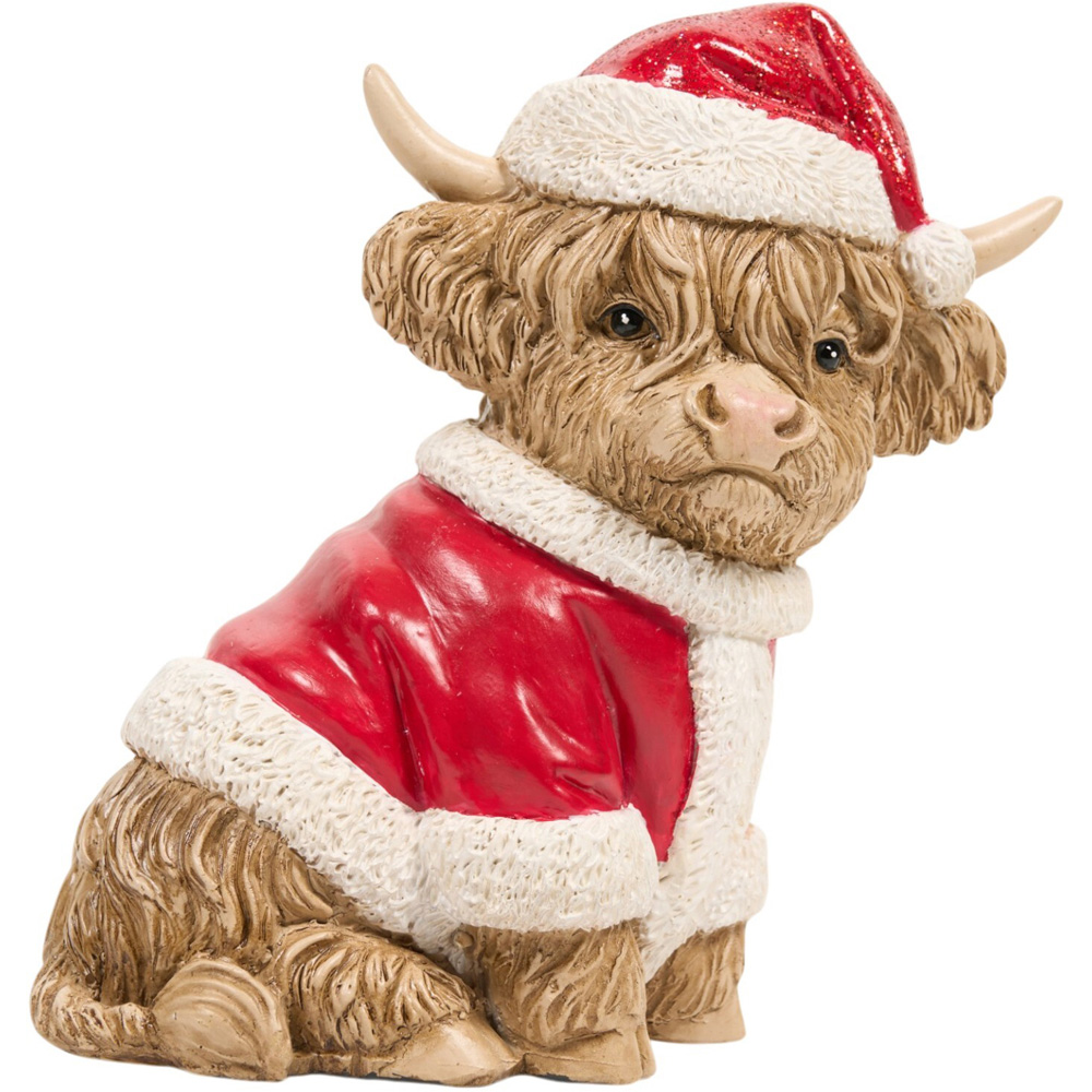 Christmas Highland Cow with Hat Ornament Image 1