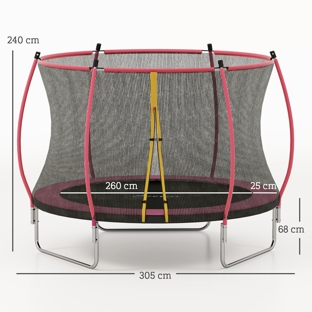 SPORTNOW 10ft Pink Trampoline with Enclosure Net and Spring Cover Image 9