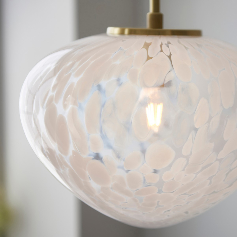 Merano Bari White Confetti Glass Satin Brass Plate Pendant Light Image 4
