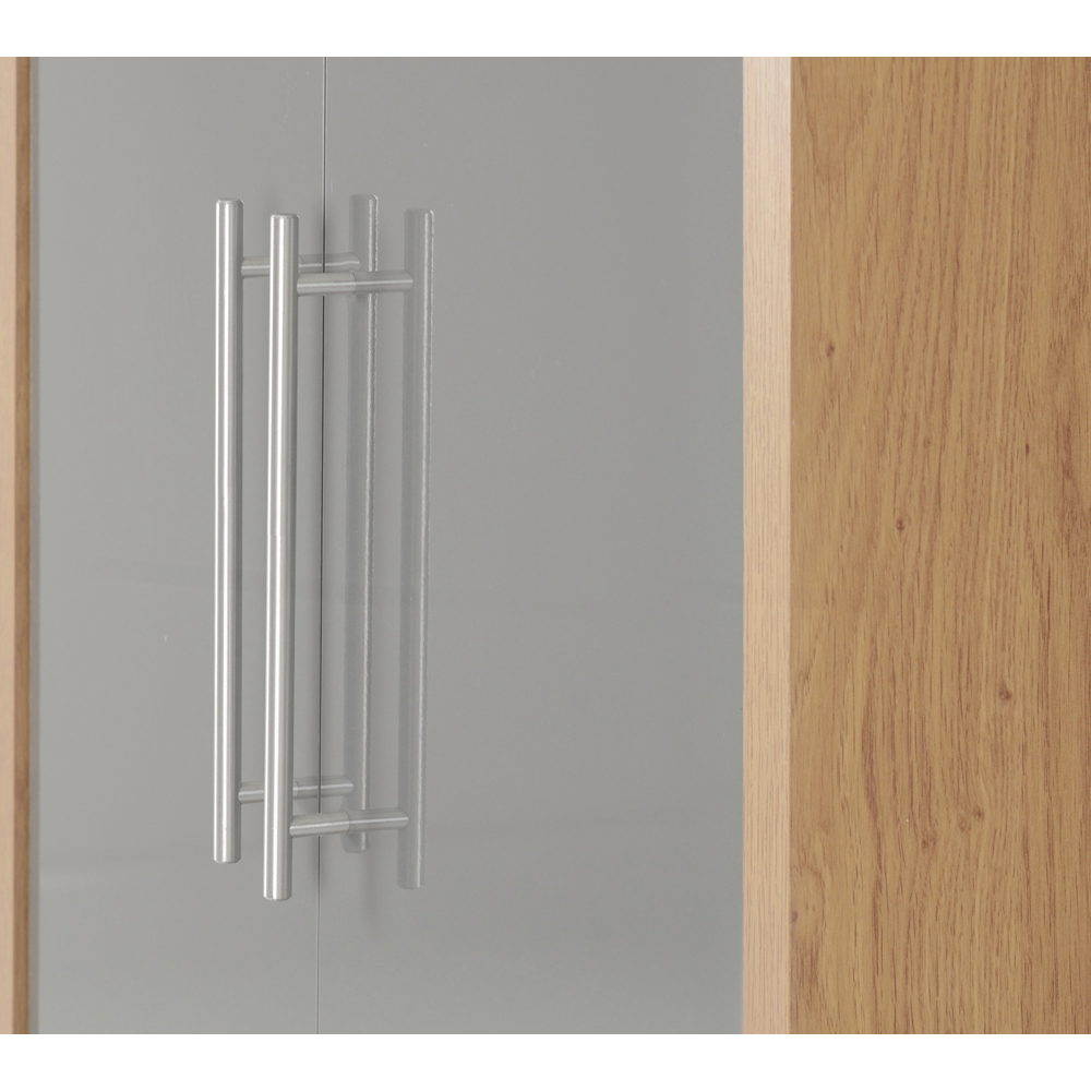 Seconique Seville 2 Door Single Drawer Grey Gloss Light Oak Effect Veneer Wardrobe Image 5