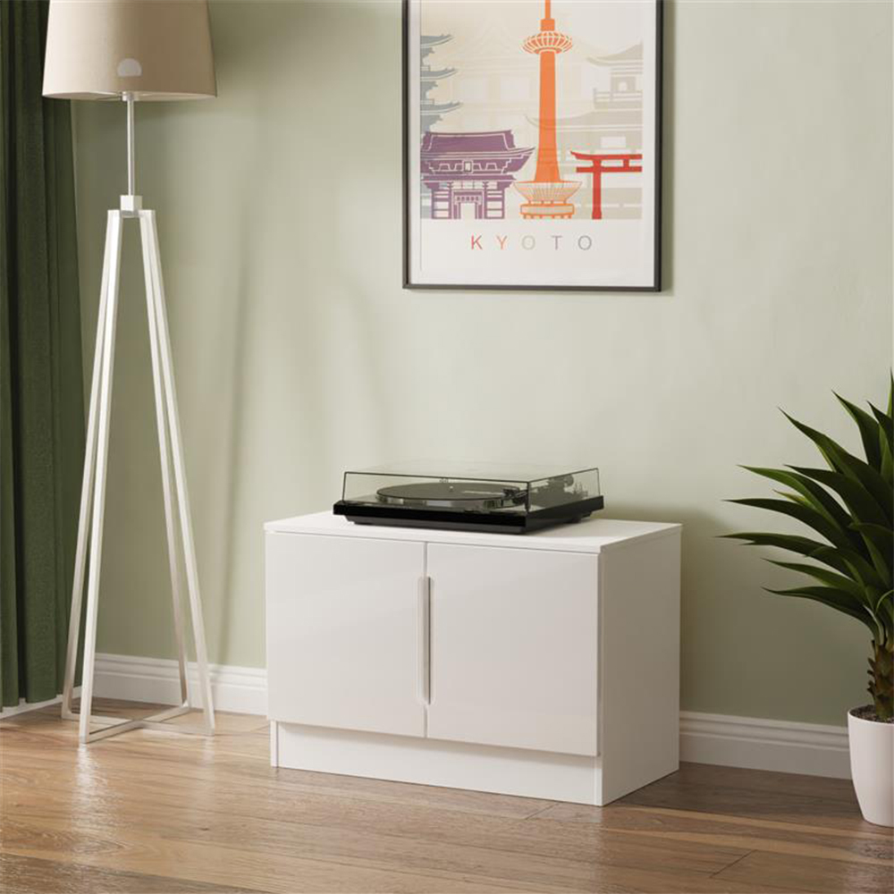Crowndale Milan 2 Door White Gloss and White Compact Storage Unit Ready Assembled Image 7