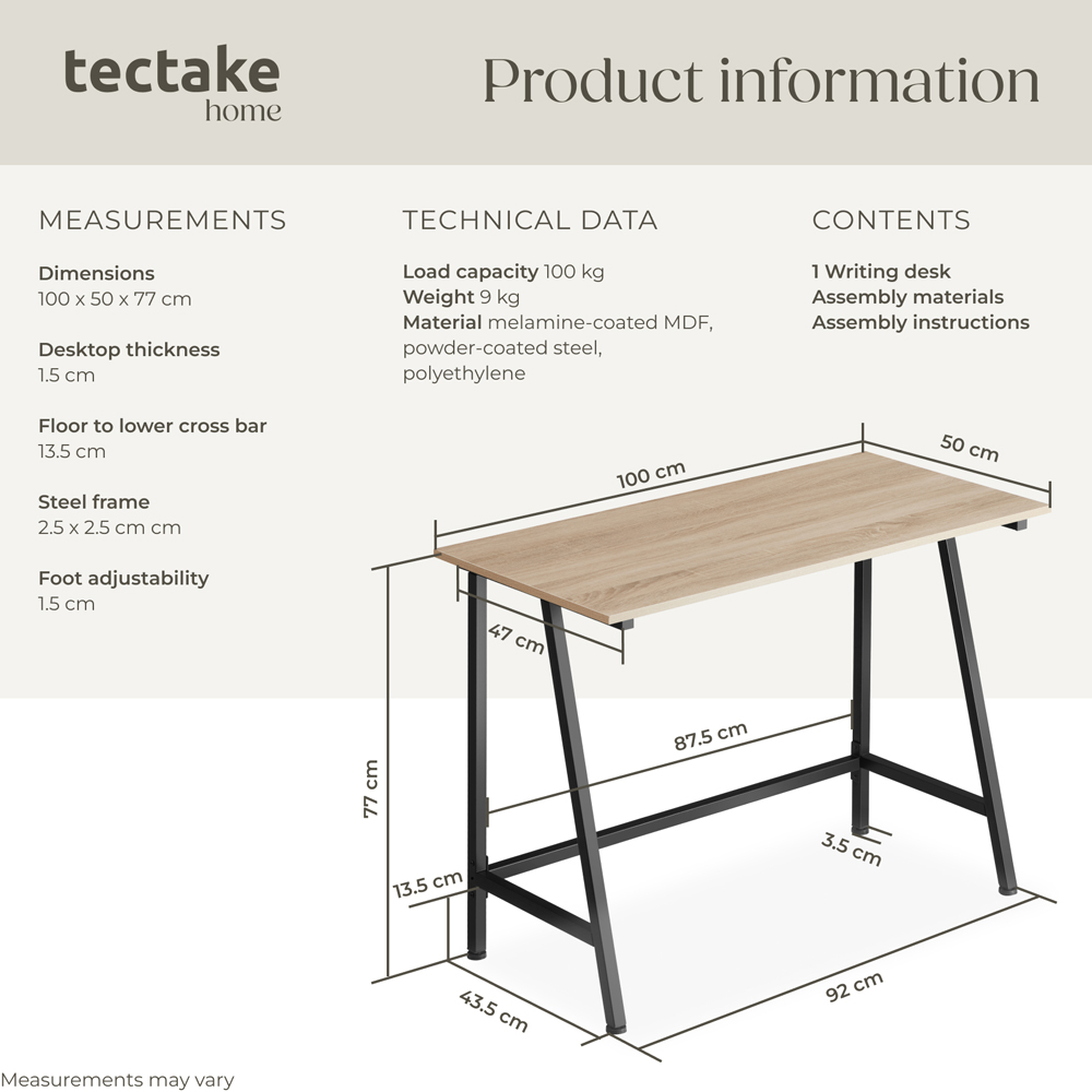 tectake Newton Oak Sonoma Office Desk Image 8
