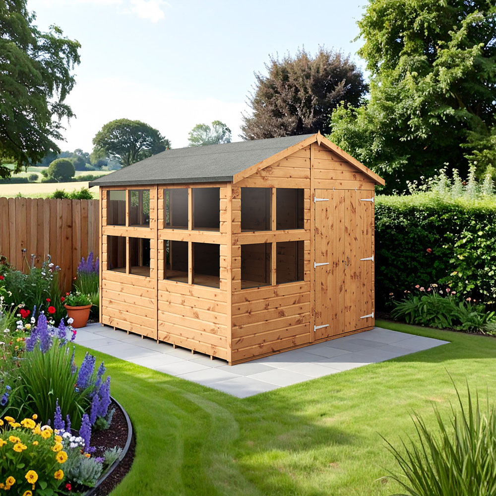 Empire Sheds 8 x 8ft 2 Door Dipped Treated Tongue and Groove Apex Potting Shed Image 2