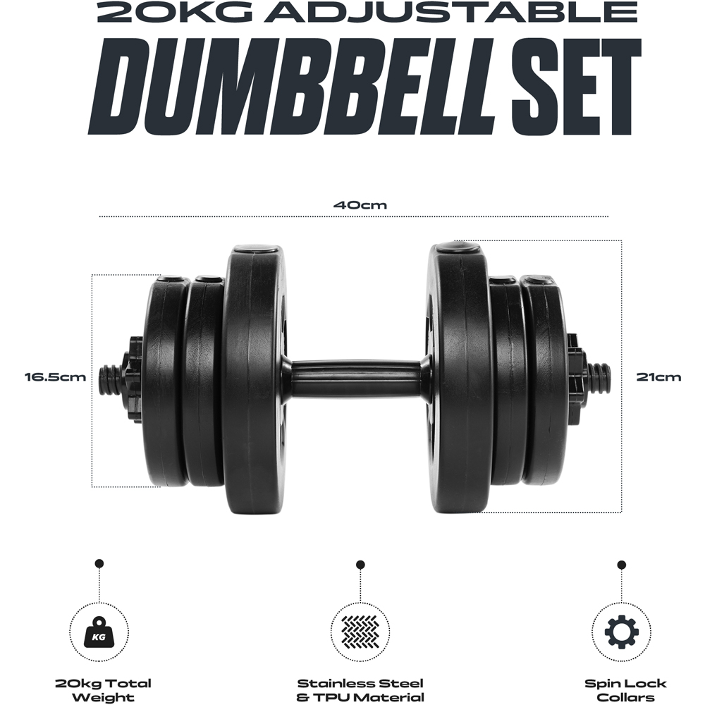 Phoenix Fitness Adjustable Dumbbell Set 20kg Image 5
