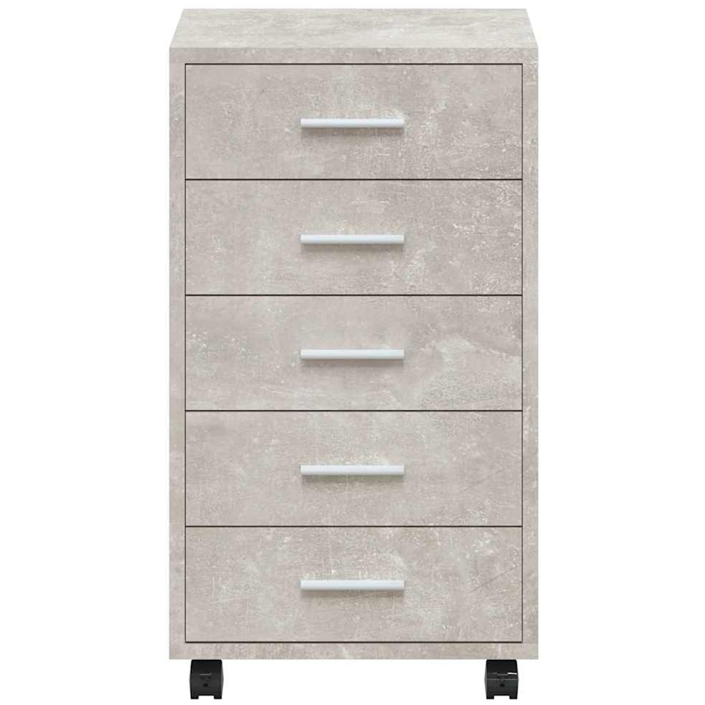 vidaXL 5 Drawer Concrete Grey Cabinet with Castors Image 6